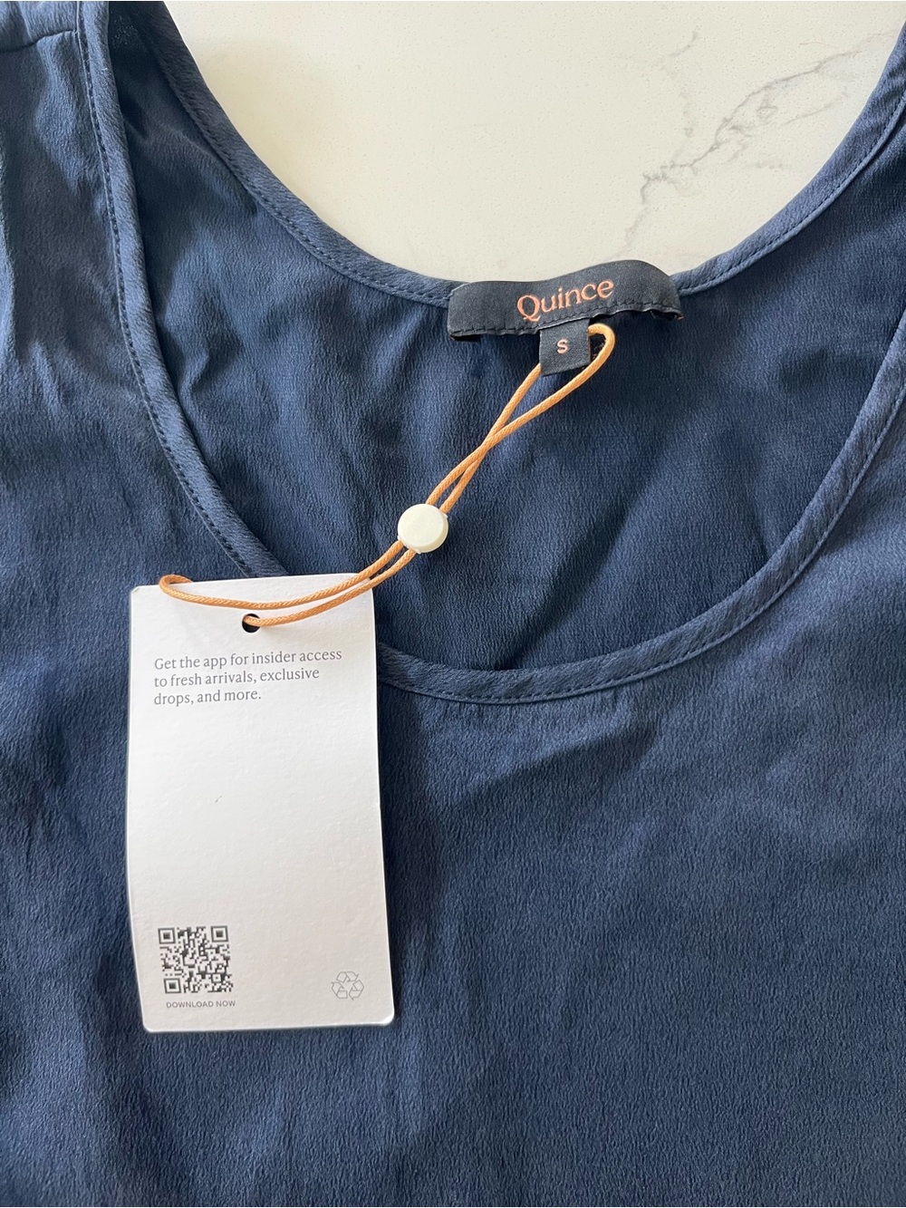 Quince Navy Scoop Neck Silk Sleeveless Tank NWT